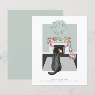 Christmas Black Labrador Dog Fireplace Scene