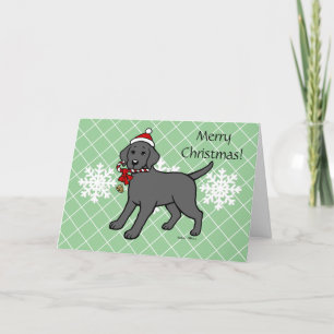Christmas Black Labrador Puppy Candy Cane Holiday Card