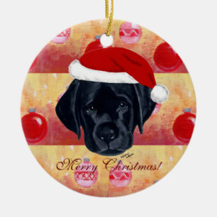 Christmas Black Labrador Puppy Ceramic Tree Decoration