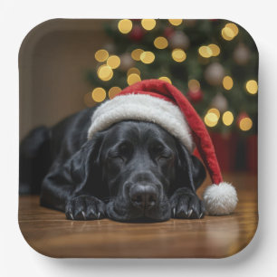 Christmas Black Labrador Retriever Paper Plate