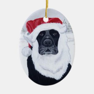 Christmas Black Labrador Santa Ceramic Tree Decoration