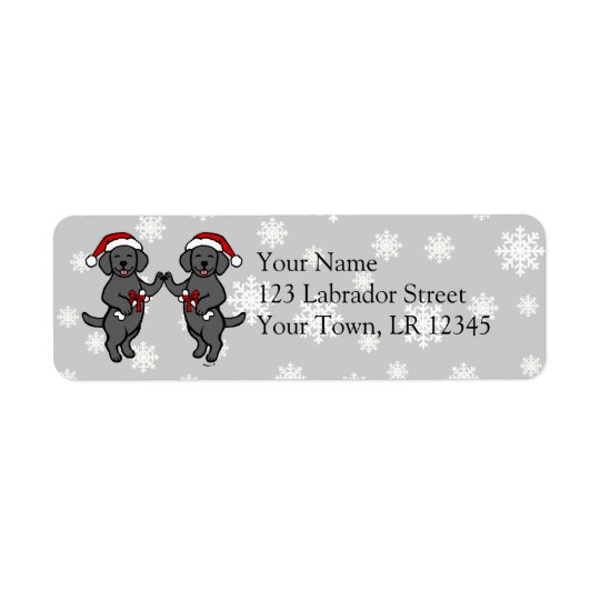 Christmas Black Labradors Cartoon Return Address Label
