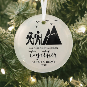 Christmas Black Mountain Adventure Outdoor Couple Glass Tree Decoration