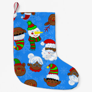 christmas black mrs claus african santa elf bear small christmas stocking
