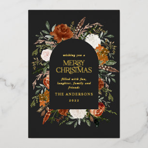 Christmas black non photo elegant stag foil holida holiday card