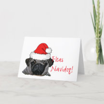 Christmas Black Realistic Pug Puppy Painting