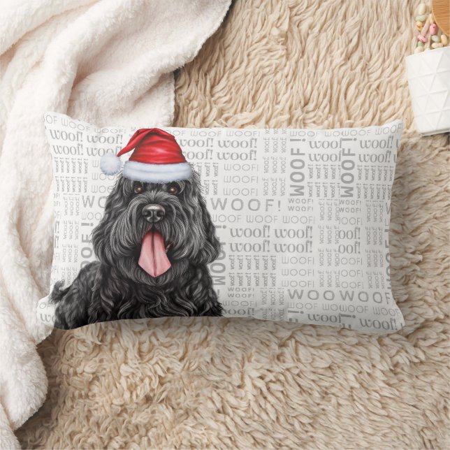 Christmas Black Russian Terrier Dog Holiday Lumbar Cushion (Blanket)