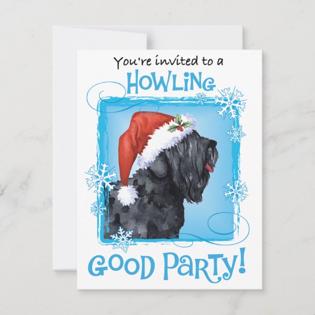 Christmas Black Russian Terrier Holiday Invitation (Front)