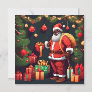christmas black santa Holiday Card