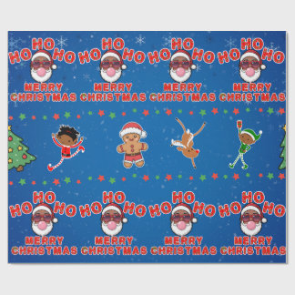 Christmas Black Santa Wrapping Paper