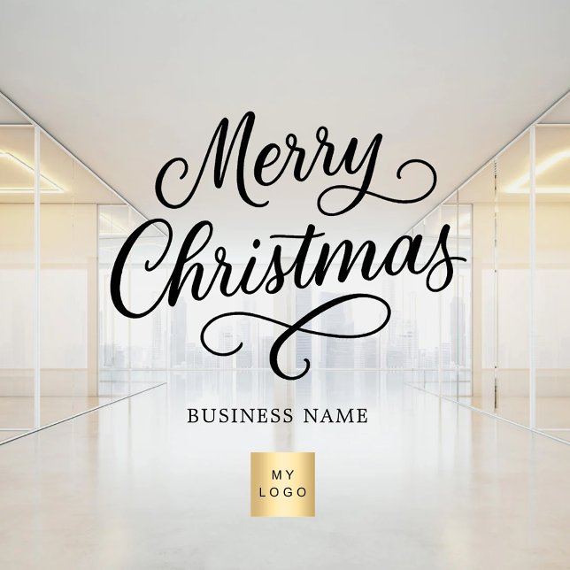 Christmas black script business logo clear window cling (Creator Uploaded)