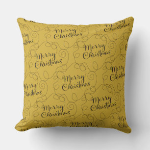CHRISTMAS black seamless pattern with LINES Cushion