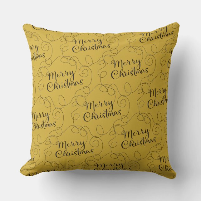 CHRISTMAS black seamless pattern with LINES Cushion (Front)