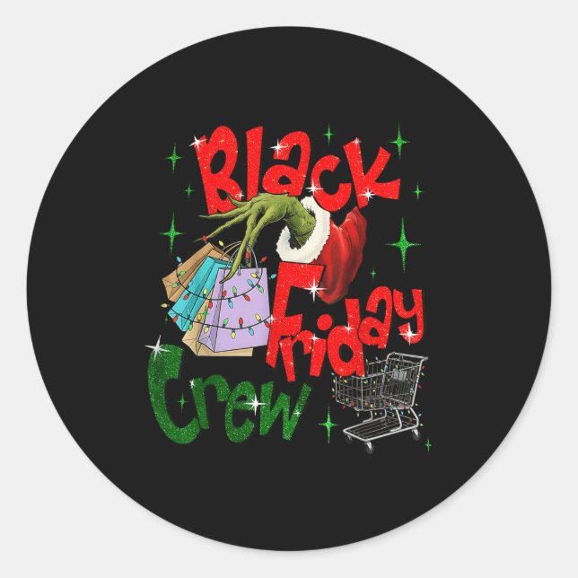 Christmas Black Shopng Family Funny Friday Shopng  Classic Round Sticker (Front)