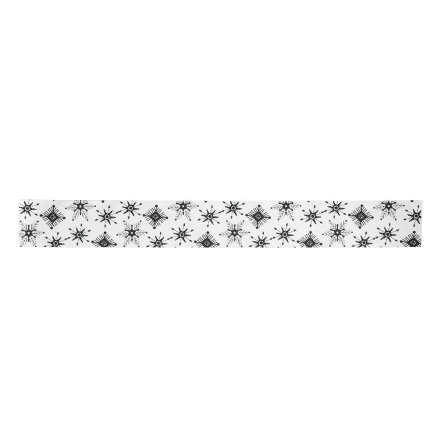 Christmas Black Snowflakes Seamless Pattern   Satin Ribbon (Front)