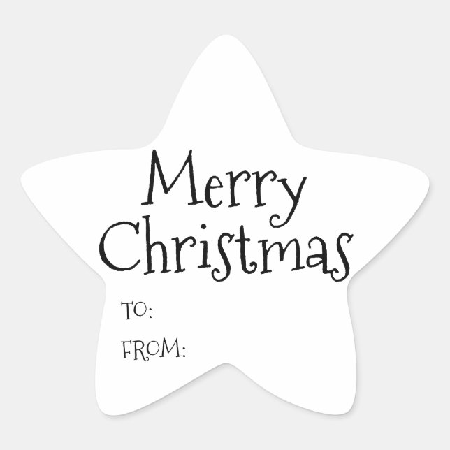 Christmas black white blank to from cute star sticker (Front)