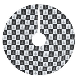 Christmas Black White Elegant Holidays Brushed Polyester Tree Skirt