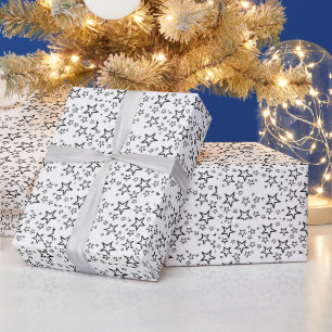 Christmas Black & White Stars Wrapping Paper