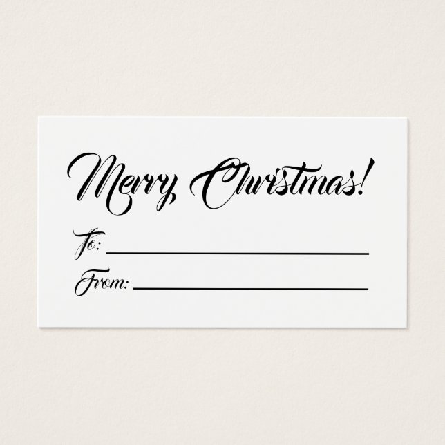 Christmas black white to from blank script cards (Front)