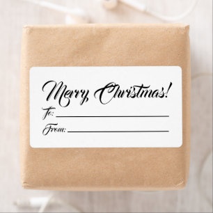 Christmas black white to from blank script elegant
