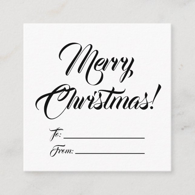 Christmas black white to from blank script elegant enclosure card (Front)