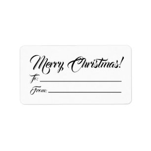 Christmas black white to from blank script elegant label