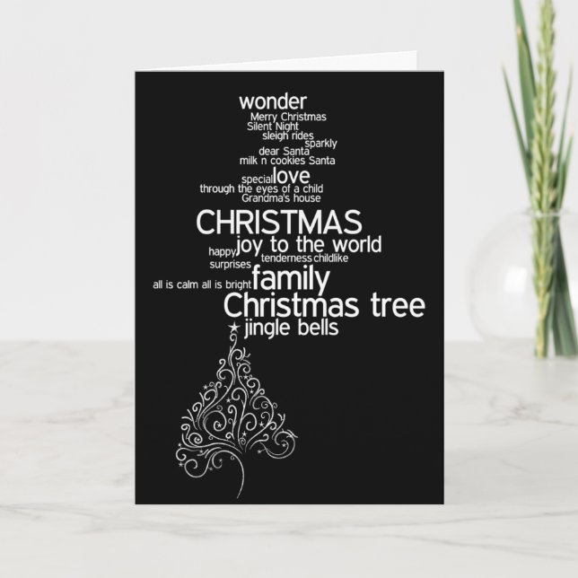Christmas Black White Typography Holiday Card (Front)
