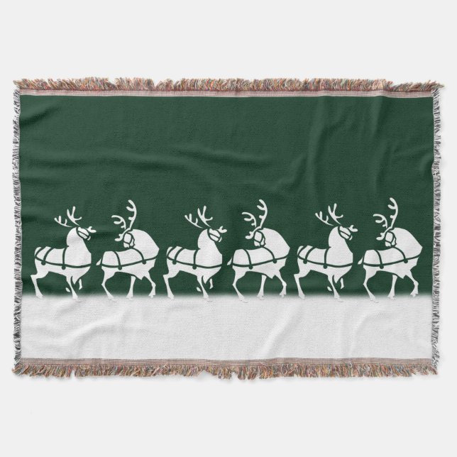 Christmas Blanket Holiday Reindeer Throw Blankets (Front)