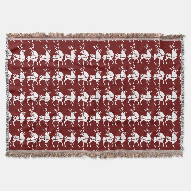 Christmas Blanket Holiday Reindeer Throw Blankets (Front)