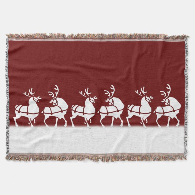 Christmas Blanket Holiday Reindeer Throw Blankets (Front)