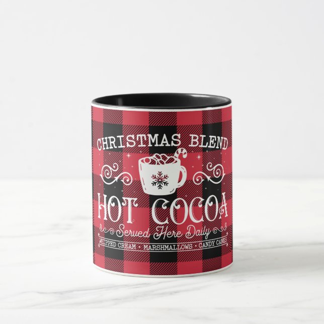 Christmas Blend Hot Cocoa Red Buffalo Check Mug (Center)