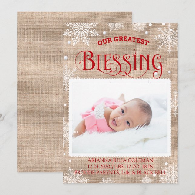 Christmas Blessing Birth Announcement (Front/Back)