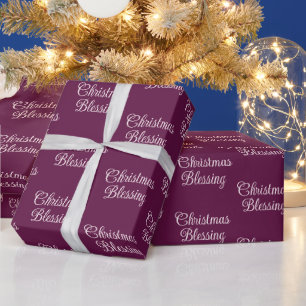 Christmas Blessing   Deep Plum-Burgundy Holiday  Wrapping Paper