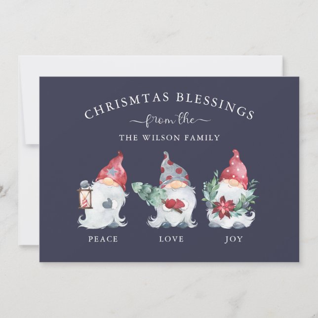 Christmas Blessing Gnome Holiday Card (Front)