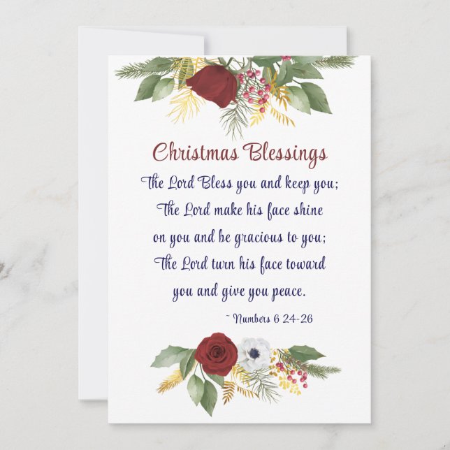 Christmas Blessing Lord Bless You Bible Verse Flat Holiday Card (Front)