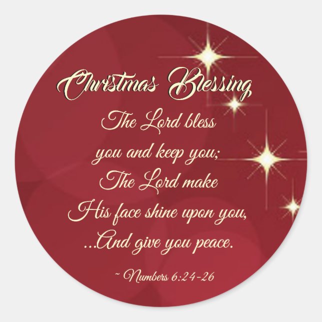Christmas Blessing Lord Bless You Numbers 6:24-26 Classic Round Sticker (Front)