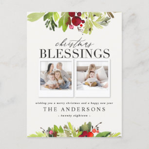 Christmas blessing multi photo foliage holiday  postcard