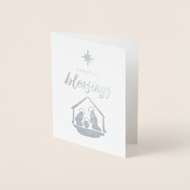 Christmas Blessing Religious Nativity Foil Foil Card (Front)
