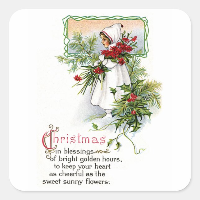Christmas Blessing Square Sticker (Front)