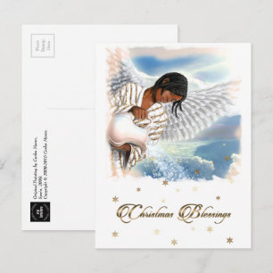 Christmas Blessings African American Angel Holiday Postcard