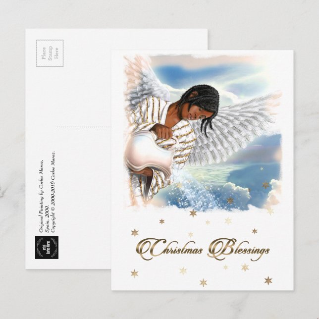 Christmas Blessings African American Angel Holiday Postcard (Front/Back)