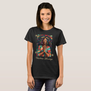 Christmas Blessings Black Woman Praying T-Shirt