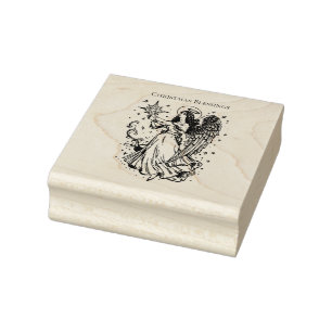 Christmas Blessings Celestial Angel Rubber Stamp