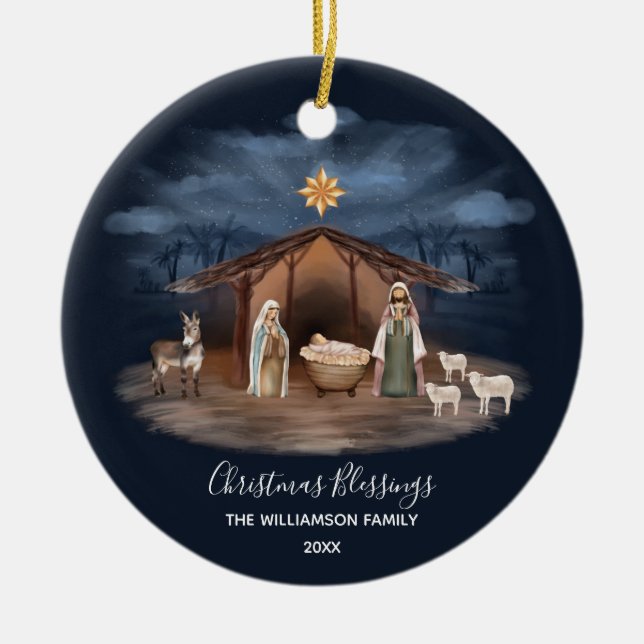 Christmas Blessings Christian Ceramic Tree Decoration (Front)