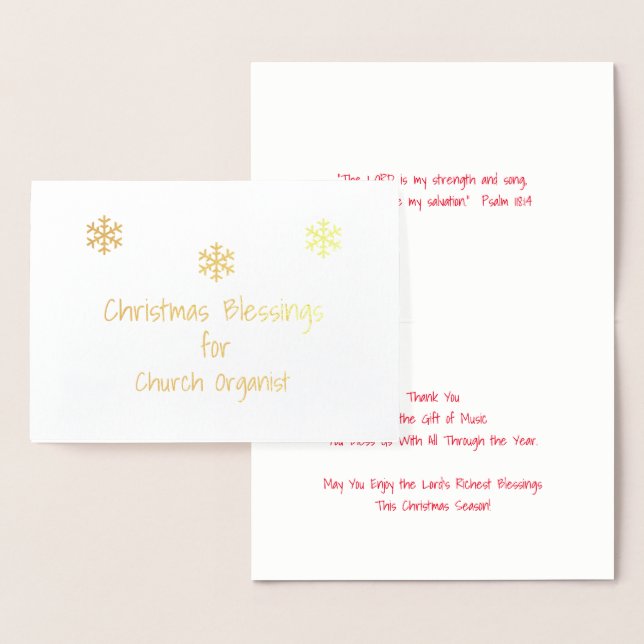 Christmas Blessings Church Organist Foil Card (Display)