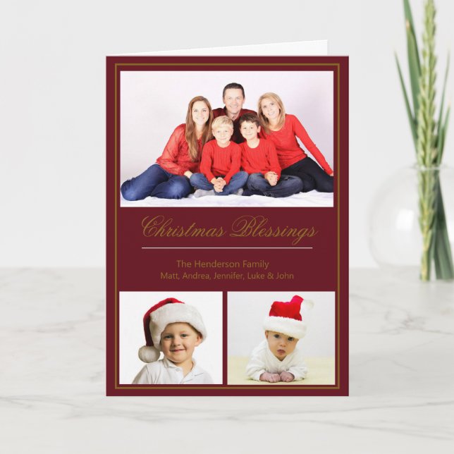 Christmas Blessings Custom Family Photo Card (Front)
