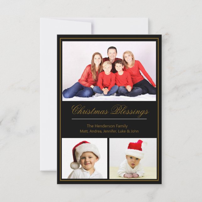 Christmas Blessings Custom Family Photo Card (Front)