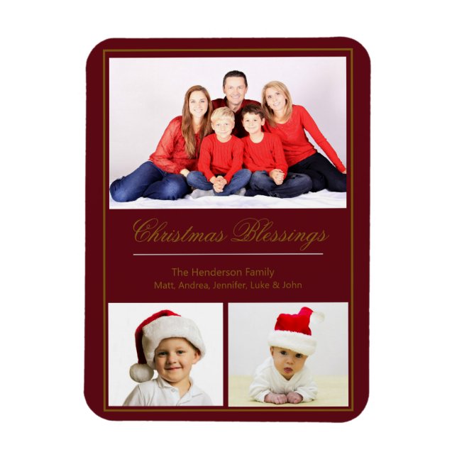 Christmas Blessings Custom Family Photo Magnet (Vertical)