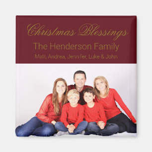 Christmas Blessings Custom Family Photo Magnet