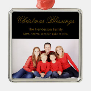 Christmas Blessings Custom Family Photo Metal Tree Decoration